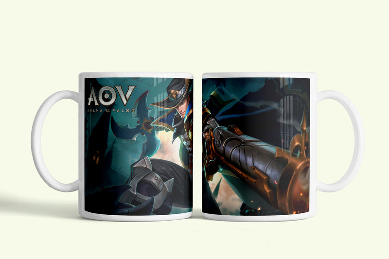 Arena of Valor bögre, fehér kerámia, egyedi nyomtatott mintával