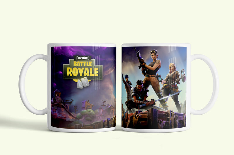 Fortnite bögre Battle Royale logóval és katonákkal, fehér kerámia, egyedi nyomtatott mintával