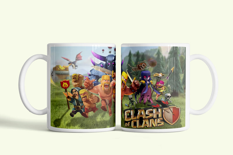 Clash of Clansbögre, fehér kerámia, egyedi nyomtatott mintával