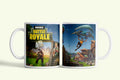 Fortnite bögre Battle Royale siklóernyős jelenettel, fehér kerámia, egyedi nyomtatott mintával