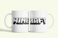 Minecraft bögre fehér, fekete logóval, fehér kerámia, egyedi nyomtatott mintával