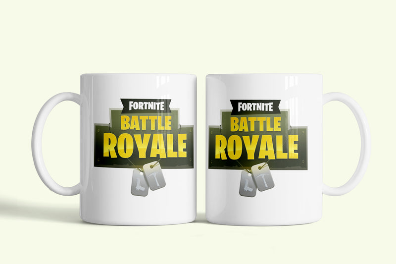Fortnite bögre fehér, Battle Royale logóval, fehér kerámia, egyedi nyomtatott mintával