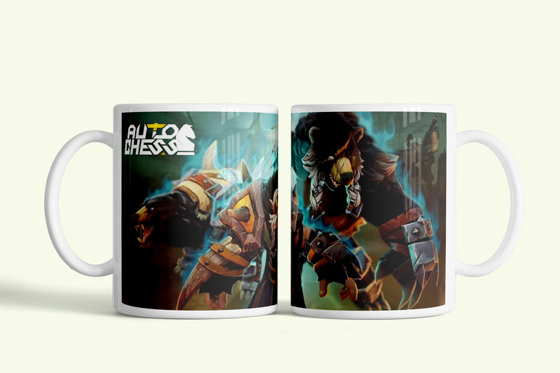 Dota Auto Chess bögre harcos hősökkel, fehér kerámia, egyedi nyomtatott mintával