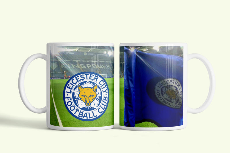 Leicester City bögre, fehér kerámia, egyedi nyomtatott mintával